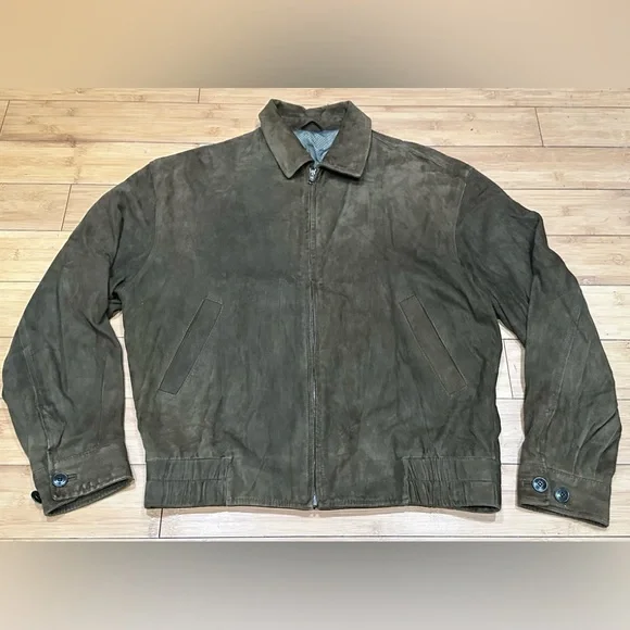 Ermenegildo Zegna Bomber Jacket Men’s Size 50 Brown Pelle Suede Leather VTG